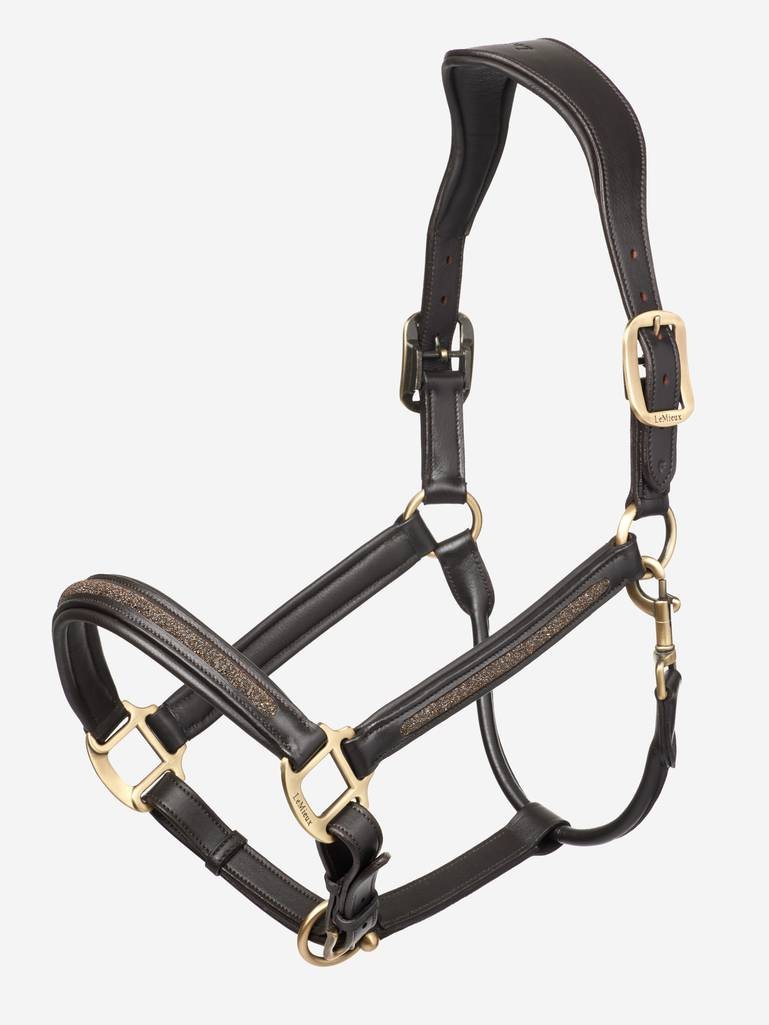 Leather Crystal Headcollar Brown