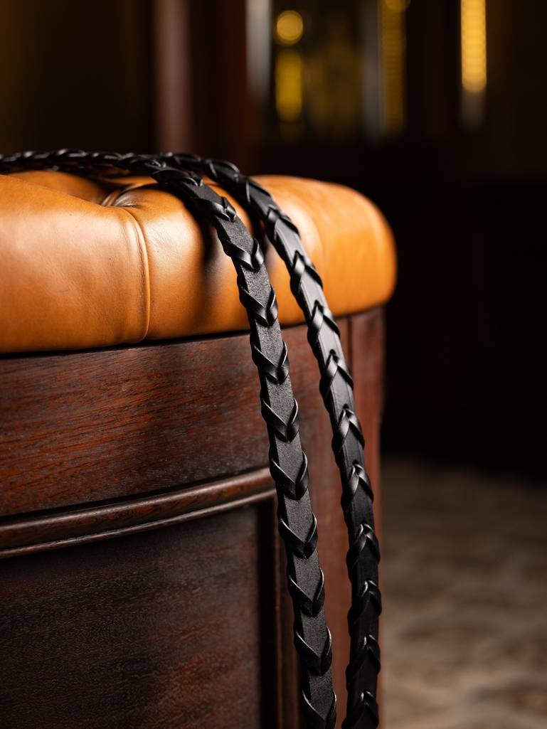 Leather Laced Reins Black/Silver